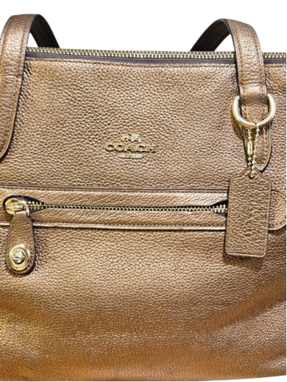 Coach Bronze Leather Tote Bag One Size - Picture 5 of 16